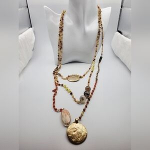 BOHEMIAN SUNSHINE three strand‎ jumble beaded necklace   N2423